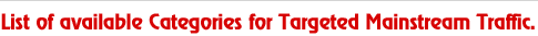 Listof available Categories, Niches for Targeted Traffic